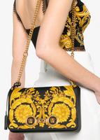 Baroque Print Leather Shoulder Bag